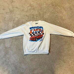 Large Ford Men's White and Blue Sweatshirt